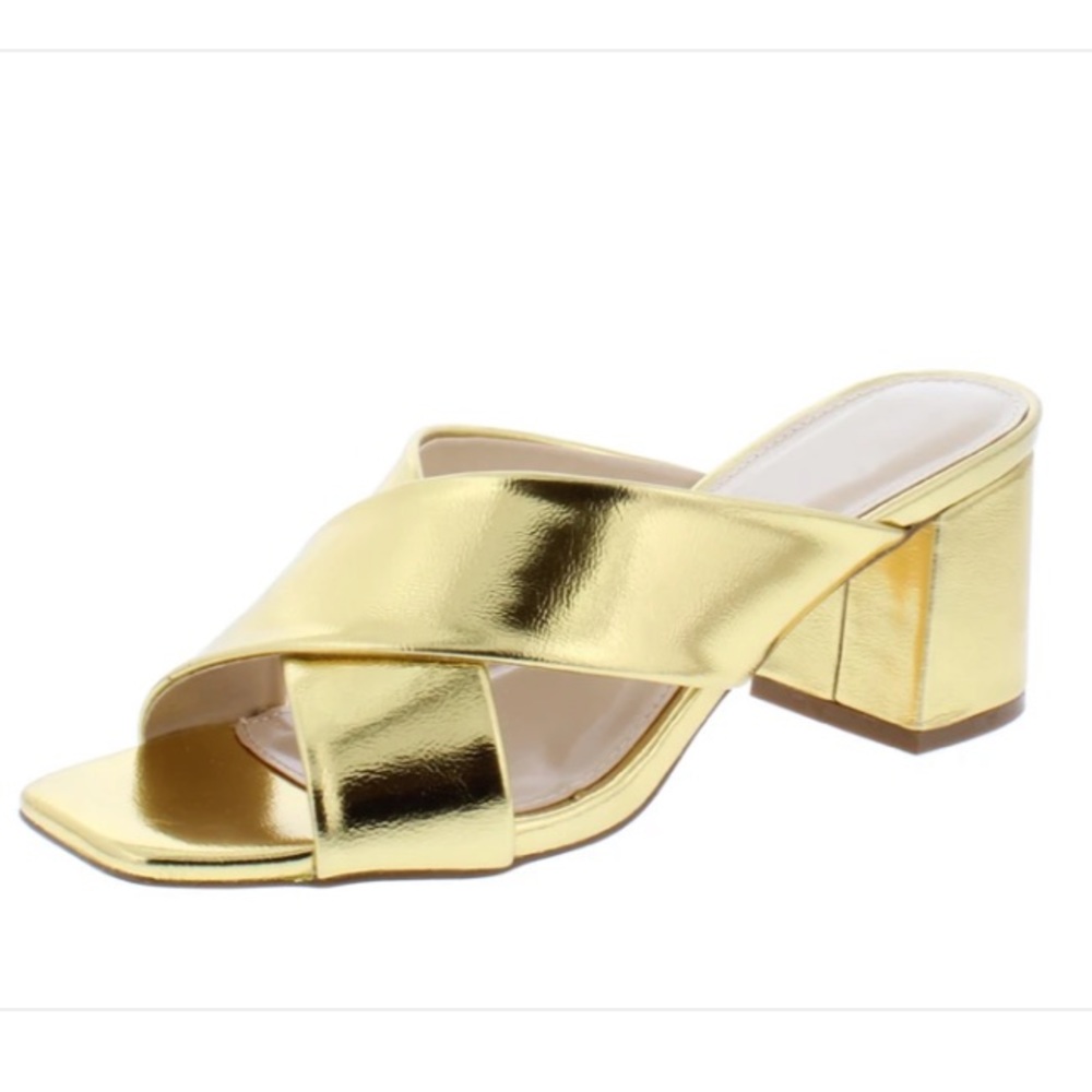 Ladies Gold Cross Slide in Sandal